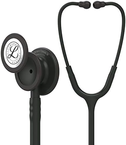 3M Littmann Classic III Monitoring Stethoscope, Black Edition Chestpiece, Black Tube, 27 inch, 5803