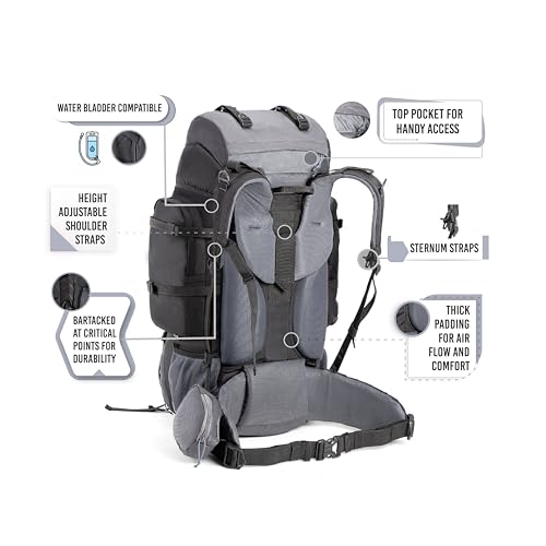 Image of Tripole Walker 65 Litre Rucksack for Trekking and Travel | Laptop Sleeve | Water Repellent | Rain Cover | 3 Year Warranty