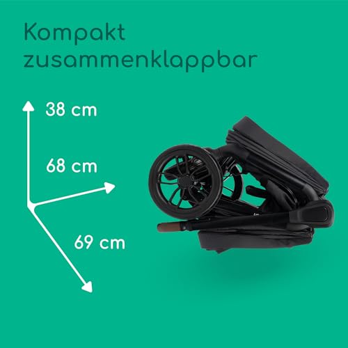 Bebeconfort Helios, 2-in-1 Kinderwagen ab Geburt, 0–4 Jahre, 0–22 kg, 2 gegenüberliegende Sitze, All-Terrain-Räder, kompakt zusammenklappbar, Geschwisterwagen, schützendes Verdeck, Mineral Graphite