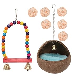 iplusmile Vogel Accessoire 1 Set Vogelspeelgoed Papegaai Opknoping Kokosnoot Shell Nest Huisdier Vogel Knabbelen Swing…