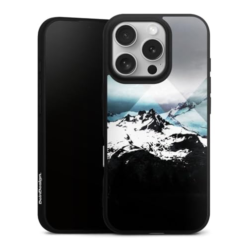 Coque iPhone 16 Pro DeinDesign en silicone premium souple avec motif montagne géométrique