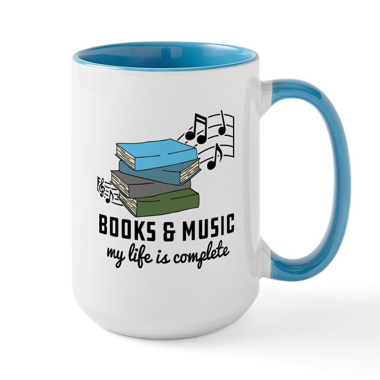 CafePress Books and Music 15 oz (444 ml) Ceramic Coffee Mug