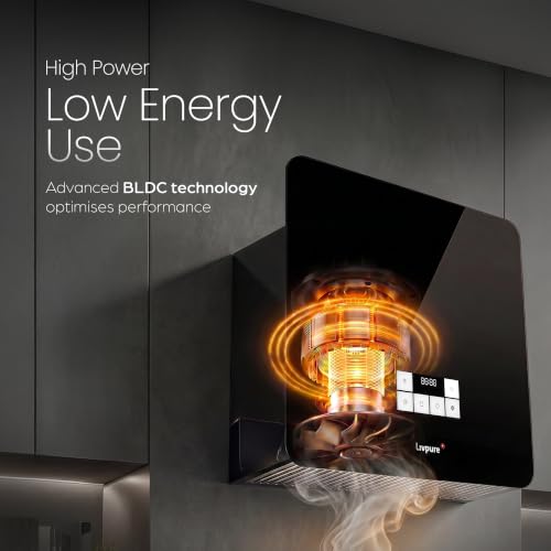 Image of Livpure Dyce 60 cm | Wall Mounted | Ductless | 1650 m /hr Suction | BLDC Motor | 5 Stage Activated Carbon Filter|Touch & Gesture Control|Low Noise|10 Years Motor + 2 Years Comprehensive Warranty|Black