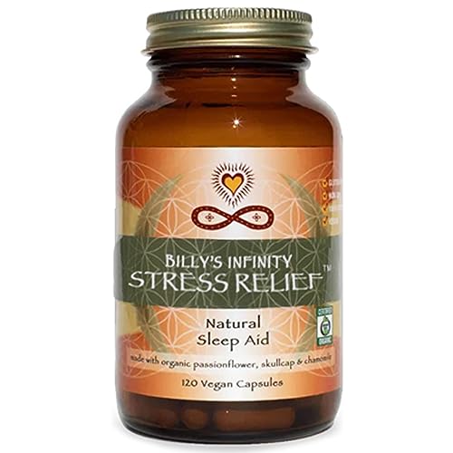 Infinity Stress Relief, Adaptogen Mood Support Supplement with Passion Flower, Skullcap, and Chamomile, Organic, Vegan, Non GMO, 40 Day Supply (120 Capsules)