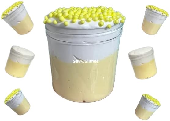 Banana Cream Pie BUTTER SLIME | 6oz SCENTED | White + YELLOW | Thick & Soft | by SavvSlimes USA