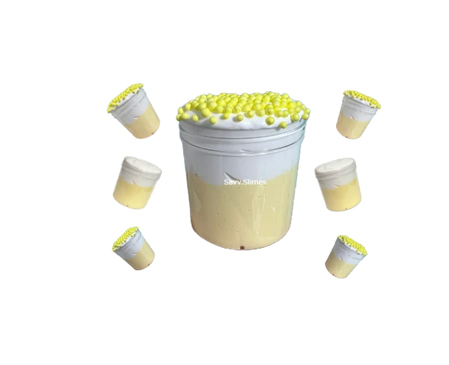 Banana Cream Pie BUTTER SLIME | 6oz SCENTED | White + YELLOW | Thick & Soft | by SavvSlimes USA
