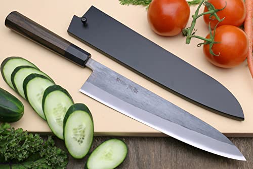 Yoshihiro Kurouchi Black-Forged Blue Steel Stainless Clad Gyuto Chefs Knife (9.5'' (240Mm) & Saya) #TOP1
