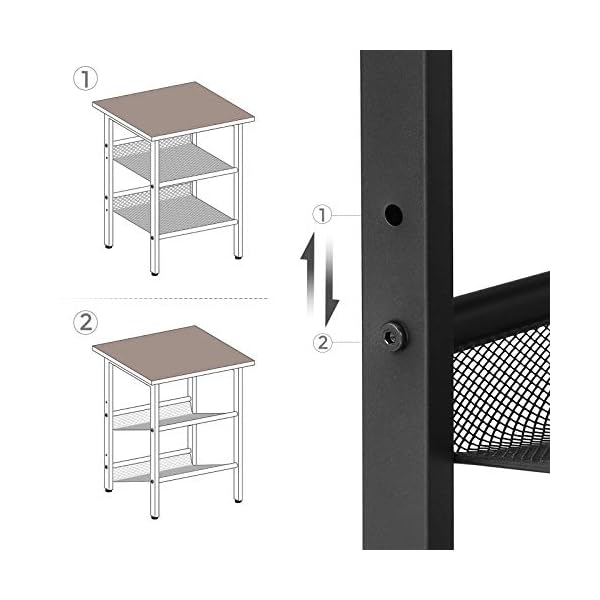 VASAGLE Side Table, Nightstand, End Table with 2 Adjustable Mesh Shelve - Image 7