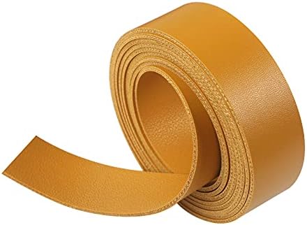 Picheng Yellow Double Sided Smooth Leather Strip 72 Inches Long (1 inches Wide) Very Suitable for for Pet Collars, Traction Ropes, Belts, Handles, Leather Watch Straps DIY Craft Projects (Yellow)