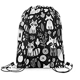 Drawstring Bag Süßer Waschbär Große Kapazität Kordelzug Daypack Faltbar Rucksack Mit Kordelzug Für Basketball Strand Schwimmen
