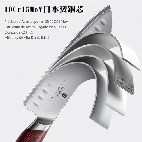 Miniatura 3 de SANMEIHO Cuchillo Santoku 18 cm Japonés Profesional de Cocina
