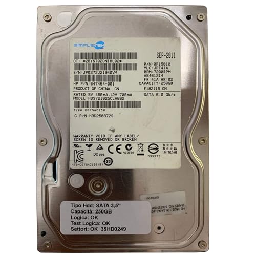 Disco duro 250 GB 3,5 SIMPLETEK HDS721025CLA682 reacondicionado para recuperar PC antiguo sin espacio