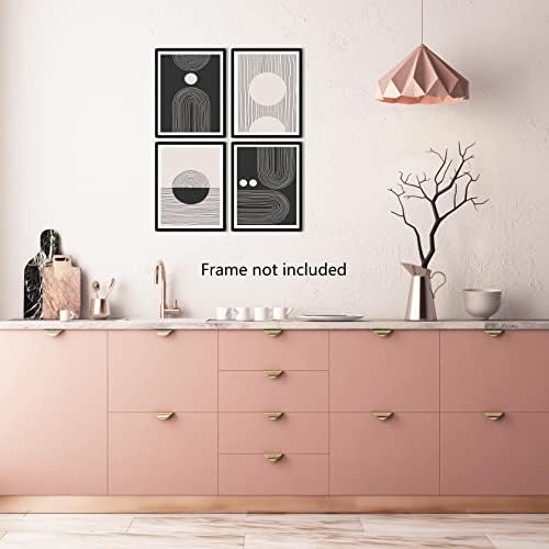 IKORNUO Abstract Boho Wall Art Prints for Living Room, Bedroom, Kitchen, Bathroom Wall Decor, Minimalistic Room Decor Poster & Pictures, Black and White Wall Art, Set of 4, 8" x 10", Unframed.