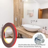 CANOPUS Doppelseitiges Klebeband Extra Stark, 4218P Wasserfest, 3m x 5mm Doppelseitiges Klebeband, Wasserdicht Klebestreifen Doppelseitig extra stark, starkes klebeband für Innen, Außenein, Auto, Kfz – Ansicht 8