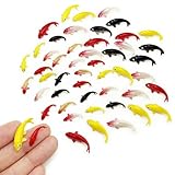 PrettyLife 50PCS Miniature Koi Fish Tiny Goldfish Figurines for Mini Dollhouse Fairy Garden Micro Landscape Decoration