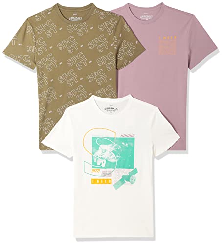 Image of Marks & Spencer Boys Printed Cotton Round Neck Regular Fit T Shirt (Pack of 3)