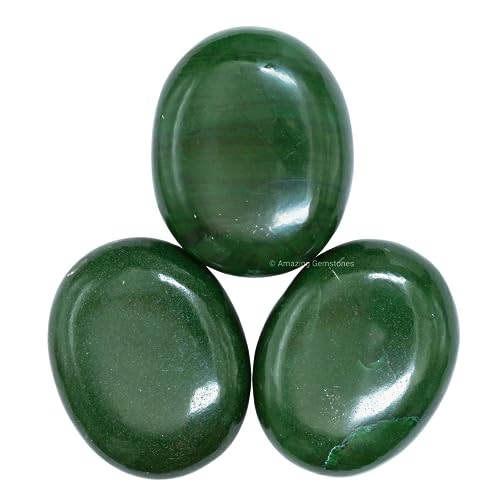Image of Amazing Gemstone Dark Green Aventurine Crystals and Healing Stones - Large Palm Stone Crystals Piedra - Crystal for Good Luck, Positive Energy, Meditation - Unique Stocking Stuffers, Gifts for Women