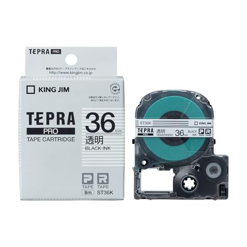 Ruban transparent ST36K King Jim étiquette plastique 36mm impression noire