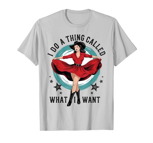 I do a Thing Called What I Want Retro Cowboy Western Girls T-Shirt, Men, Silver Grey, X-Large