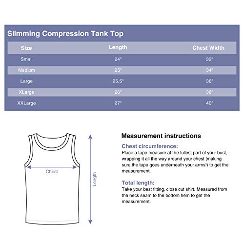 LISH Men's Slimming Light Compression Tank Top Shirt - Sleeveless Body Shaper Shirt for Weight Loss (White, XL)