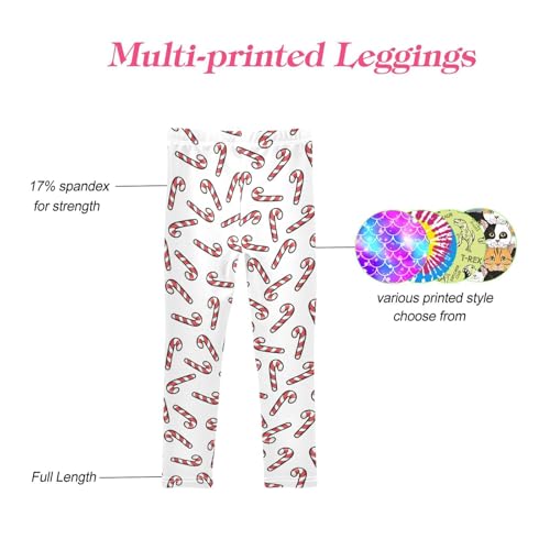 CaTaKu Girls Leggings Candy Cane Cute Holiday Leggings for Girls Kids Athletic Workout Yoga Pants Size 4-10T4