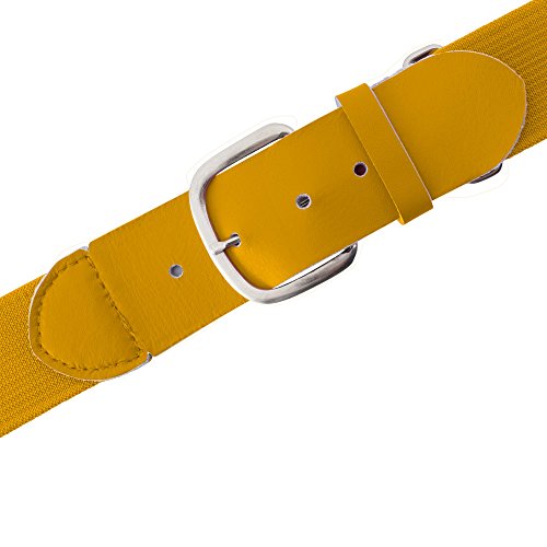 Champion Sports Baseball/Softball Uniform Belt - Comfort Nylon Stretch Fit Uniform Belt - Durable Leather Tab - Adult 22-46 Inches - Gold/Yellow