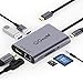 Produktbild QGeeM USB C Hub, 8-in-1 4K USB C zu HDMI Adapter Typ C zu Ethernet 1G, USB 3.0 3,5 mm AUX, Typ C Kartenleser, Tragbar Kompatibel 3.0 Stromversorgung, mit MacBook 2018 Ipad Pro XPS13 Galaxy S10