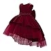 FYMNSI Blumenmädchenkleider Kinder Baby Mädchen Hochzeit Brautjungfernkleid Vokuhila Tüllkleid Prinzessin Abendkleid Elegant Partykleid Geburtstagskleid Festliches Ballkleid Weinrot 4-5 Jahre
