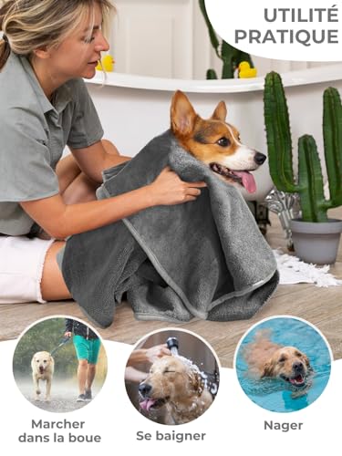Peignoir pour chien absorbant et manteau pour animaux gris S - 7