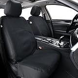Coverado Car Seat Covers Front, Canvas Universal Seat Covers for Cars, 2-Pack Car Seat Cushions, Auto Seats Protectors for Kids & Dogs, Driver Seat Covers Fit for Most Vehicles Trucks SUVs/Black
