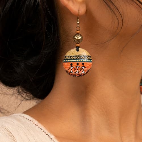 Image of Handcrafted Artistic & Tribal Earrings Collection for Women - Bohemian, Floral, Wooden & Ethnic Statement and Stud Designs