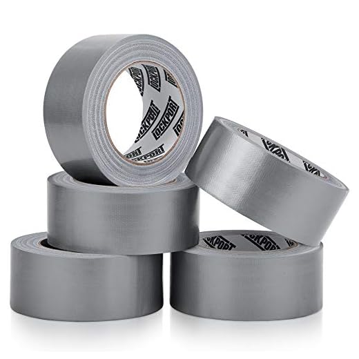 Duct Tape Heavy Duty - 5 Roll Multi Pack - Silver 90 Feet x 2 Inch - Strong, Flexible, No Residue, All-Weather and Tear by Hand - Bulk Value for Do-It-Yourself Repairs, Industrial, Professional Use