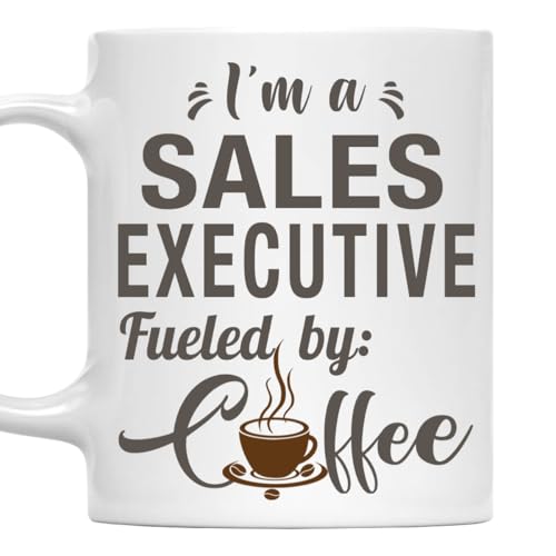I'm a Sales Executive Mug, Fueled by Coffee Cup 11oz White Ceramic Gift