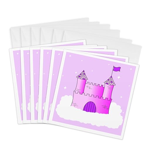 Cartes de vœux château de princesse 3dRose, parfaites pour accompagner vos cadeaux