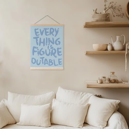 YQDEJ Everything Is Figureoutable Inspirational Wall Art Poster Hanger Frame, Blue Positive Affirmations Wall Decor, Blue Motivational Wall Art for Home Office Classroom, 12x16 Inch by YQDEJ - Image 2