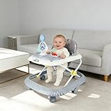 Lauflernhilfe 4 in 1, Drehspieß mit Tablett für musikalische Aktivitäten, für Babys, mit interaktivem Spielbrett, kippsichere Basis, von 6 bis 18 Monaten,67 x 72 x 92 cm – Grau