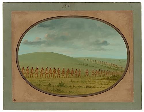 Reproduction peinture d'art Indian File Iowa George Catlin affiche murale chambre 60x90