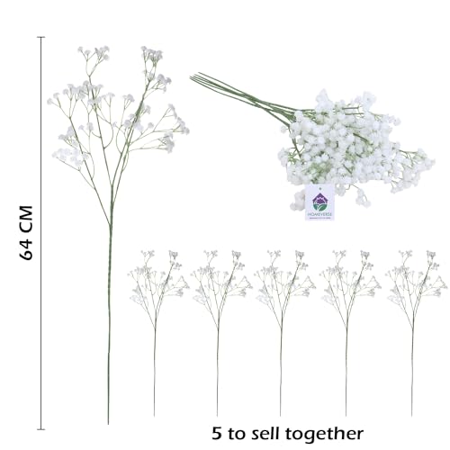 Image of HOMEVERSE Baby Breath /Gypsophila Artificial Fake Silk Plants Wedding Party Decoration Real Touch Flowers DIY Home Garden(White-05)