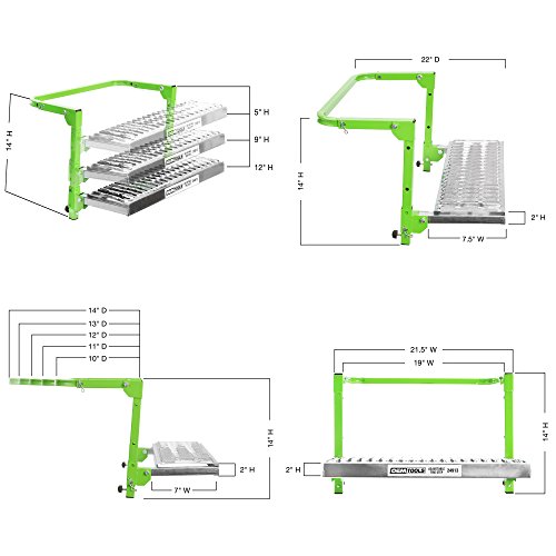 Oemtools 24913B Adjustable Tire Step, Fits Any Tire From 9 To 13" Wide, 300 Lbs. Capacity, Non-Slip Textured Steel, Powder-Coat Finish, Folds For Storage #TOP1