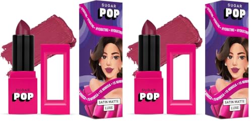 Image of SUGAR POP Satin Matte Luxe | Castor Oil, Vitamin E & Hyaluronic Acid | Full coverage - 15 Mimosa (Pack of 2)