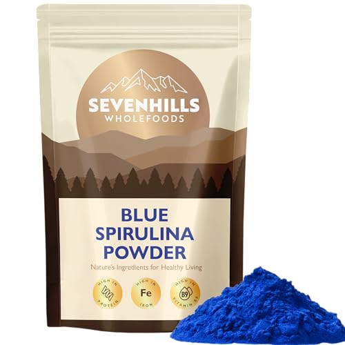 Sevenhills Wholefoods Premium Royal Blue Spirulina Powder | E18 Food Grade | 100% Natural Ingredient | Natural Food Colouring | Phycocyanin | 50g