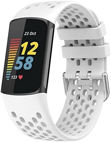 TopPerfekt Sport Straps Compatible with Fitbit Charge 5 Strap, Adjustable Breathable Soft Silicone Sport Replacement Watch Band Straps Wristbands Bracelet for Charge 5 Activity Tracker Women Men