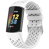 TopPerfekt Correas Deportivas compatibles con Fitbit Charge 5, Correa Ajustable de Silicona Transpirable, Correa de Repuesto para Reloj de Pulsera para...