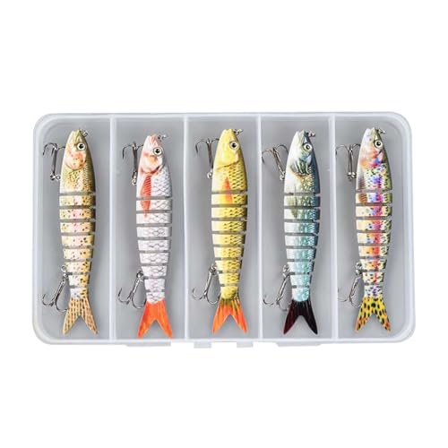 Señuelos de Multi-articulados para Bar, Angling Accessories,Cebos de de Agua Dulce | para Aguas Dulces y saladas, mar, Lago, río, Corriente, depósito, Pescadores,