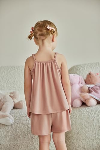 Image of Arshiner Toddler Kids Summer Clothes 2 Piece Tank Top and Shorts Set | Girl Summer Clothes 2 Piece Loose Spaghetti Strap Tank Top and Short Set Kids Clothing Sets with Pockets