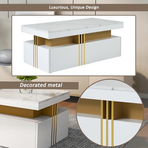 Table basse rectangulaire moderne avec tiroirs de rangement en bois pour salon - 6