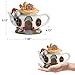 twinbling Mushroom Fairy House Garden Decor Solar Light – Outdoor Gnome Statue with Squirrel, Resin Teapot Decorative Figurine for Patio, Lawn, Yard & Balcony, for Women, Mom, and Home