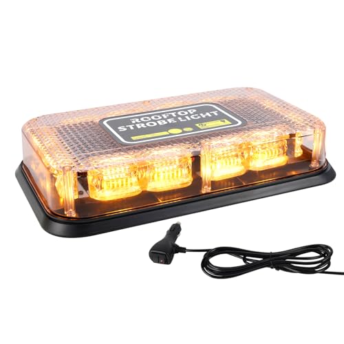 I LITTON Amber LED Light Bar Beacon Light, 72-LED 16 Flash Modes Amber Roof Light Flashing, 12V-24V Recovery Beacon Emergency Warning Strobe Lights for Truck Vehicles Car Agricultural Tractor Forklift