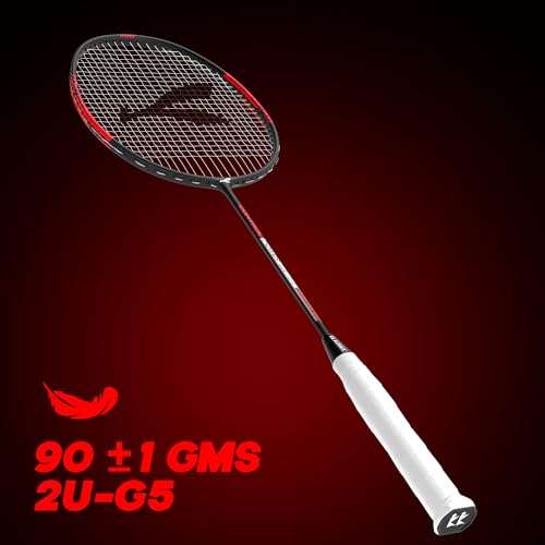 Image of Konex Aluminium Badminton Racquet 2U (90±1g) | 28 LBS Tension | Slim Shaft with PU - Red (Pack of 1)
