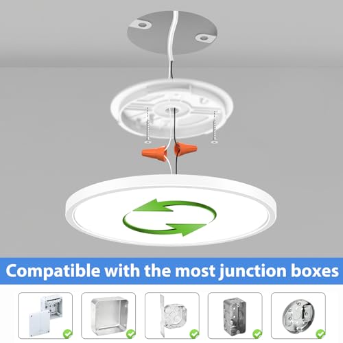 Peasur 23inch/50W LED Flush Mount Ceiling Light Fixture with Remote Control, 3000K-6500K Adjustable Nightlight, Low Profile Ceiling Lights for Bedroom Kitchen Living Room[White] by Peasur - Image 7